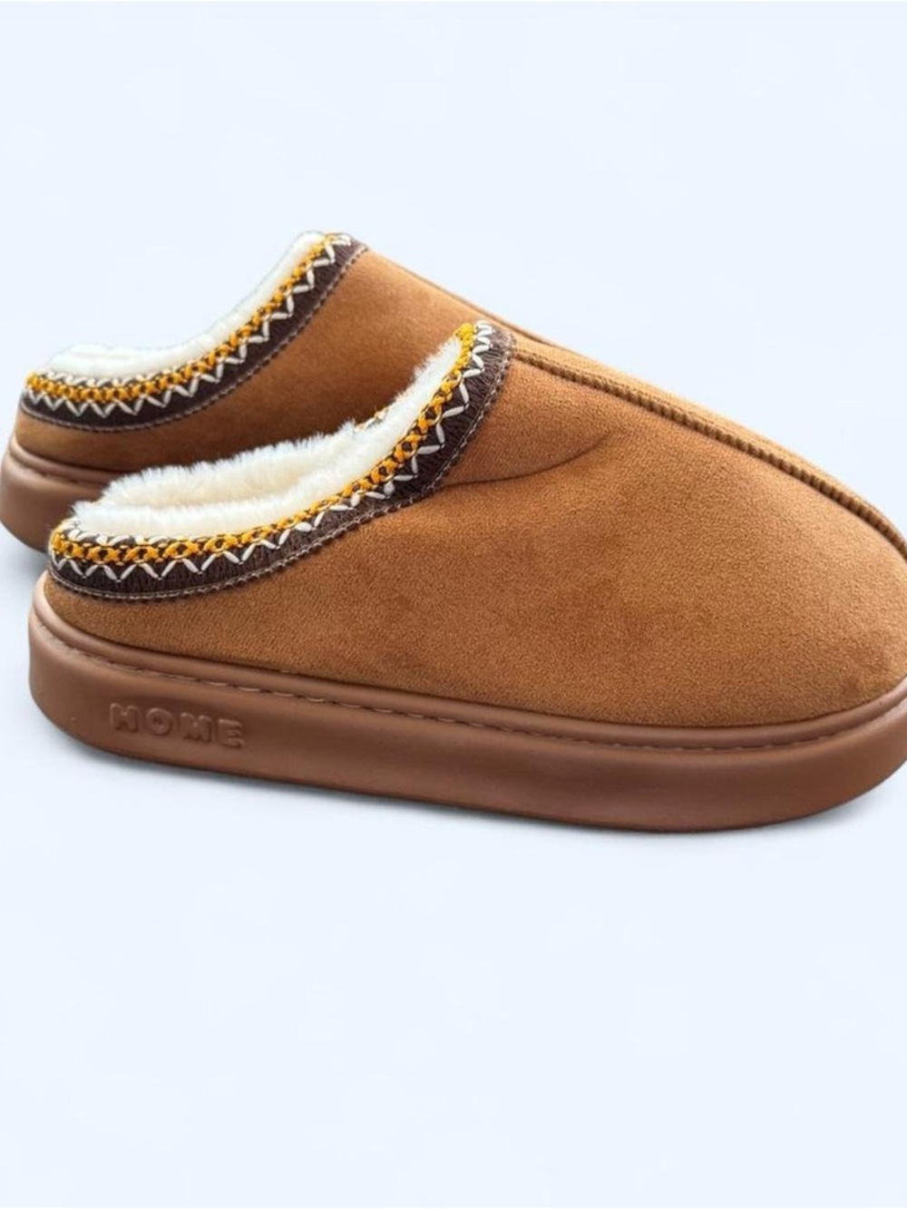 Cozy Faux-Suede Mule Slippers in Chestnut Brown